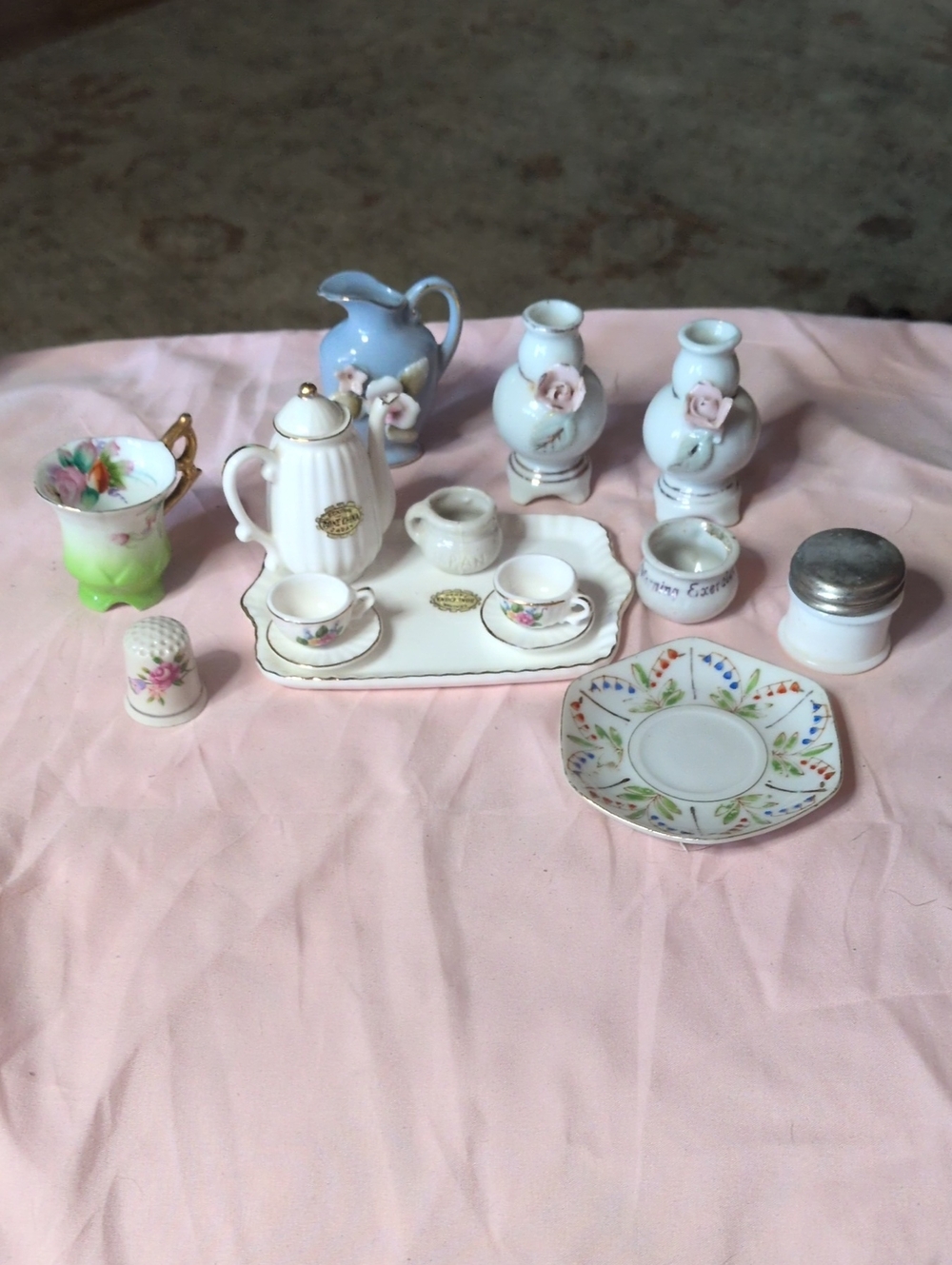Miniature Japan Porcelain Tea Set with Floral Accents And Other Japanese Porcela